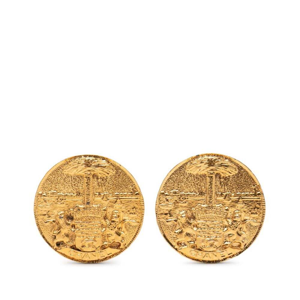 CHANEL Gold Logo Earrings - Picture 1 of 3